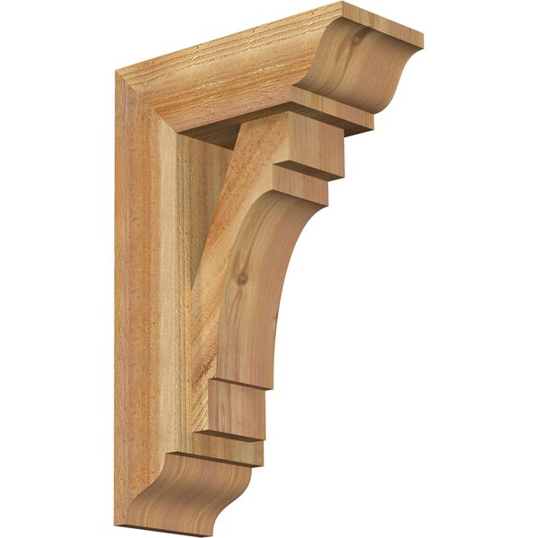 Ekena Millwork Merced Traditional Rough Sawn Bracket w/ Offset Brace, Western Red Cedar, 6"W x 14"D x 22"H BKT0604X14X22MRC01RWR - main